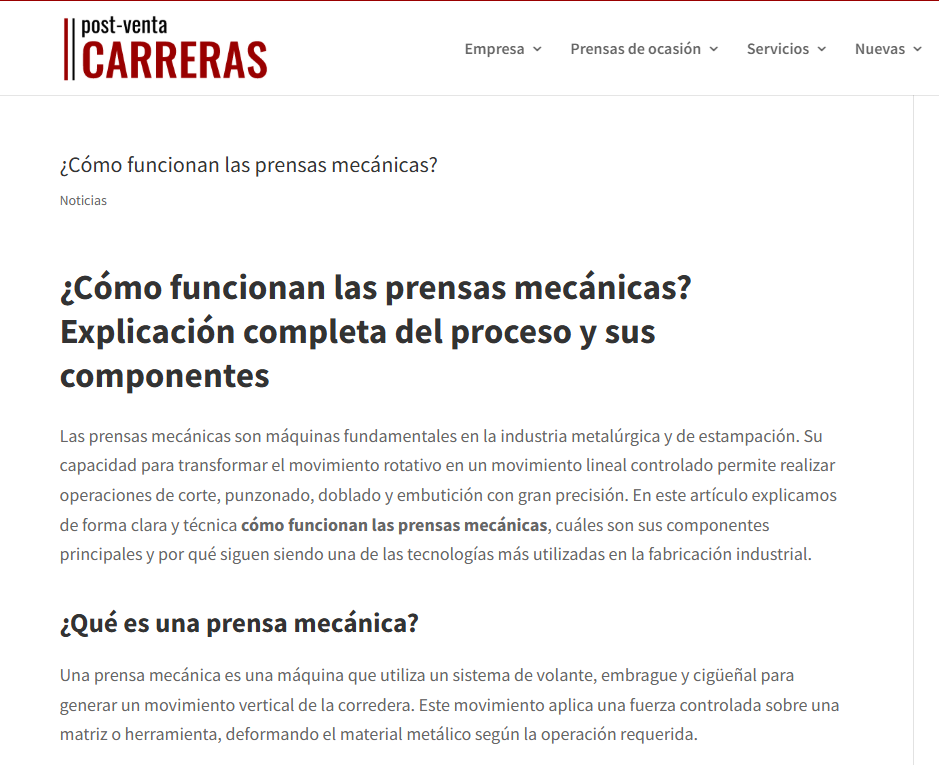 noticia de como funciona una prensa mecanica